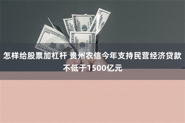 怎样给股票加杠杆 贵州农信今年支持民营经济贷款不低于1500亿元