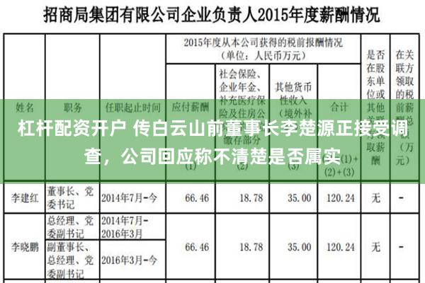 杠杆配资开户 传白云山前董事长李楚源正接受调查，公司回应称不清楚是否属实