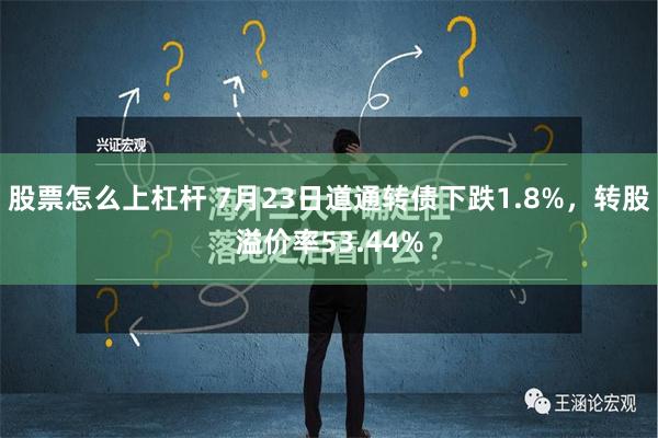 股票怎么上杠杆 7月23日道通转债下跌1.8%，转股溢价率53.44%