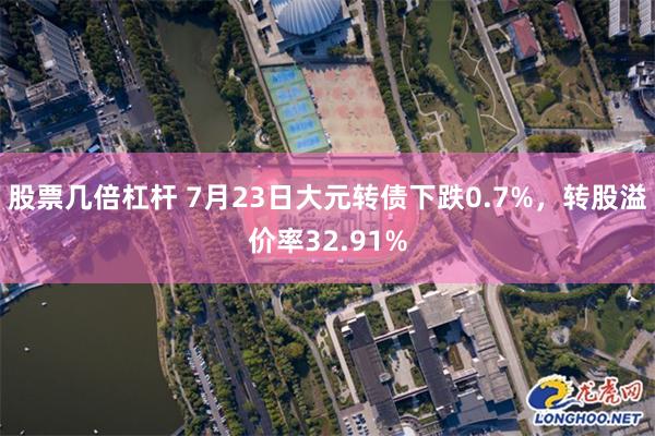 股票几倍杠杆 7月23日大元转债下跌0.7%，转股溢价率32.91%